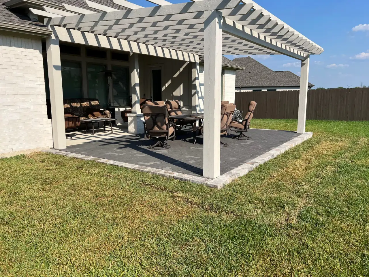 White Pergola Construction | Greener LawnScapes