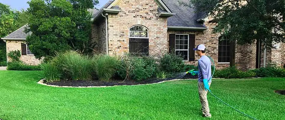 Home in Bryan receiving a fertilization treatment.