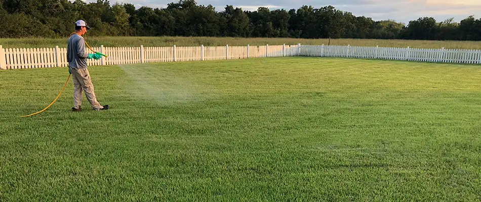Greener LawnScapes properly treating a yard in Bryan, TX.
