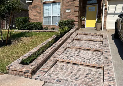 Brick Steps With Planter Installation | Greener LawnScapes